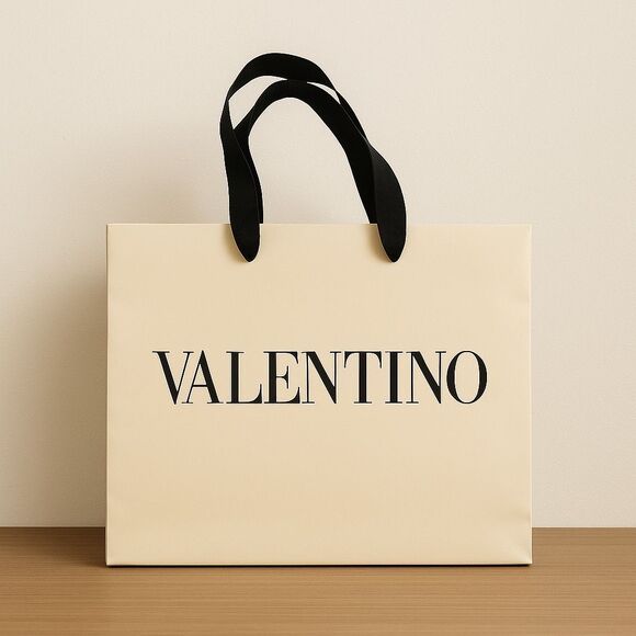 Valentino Designer Shopping Bag Beige with Black Handles - Picture 1 of 2